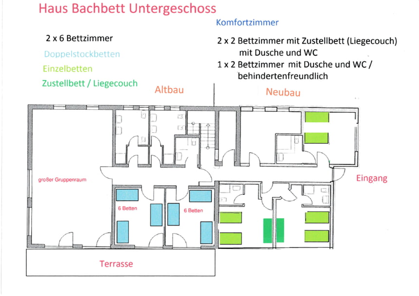 Belegungsplan Haus Bachbett - Untergeschoss